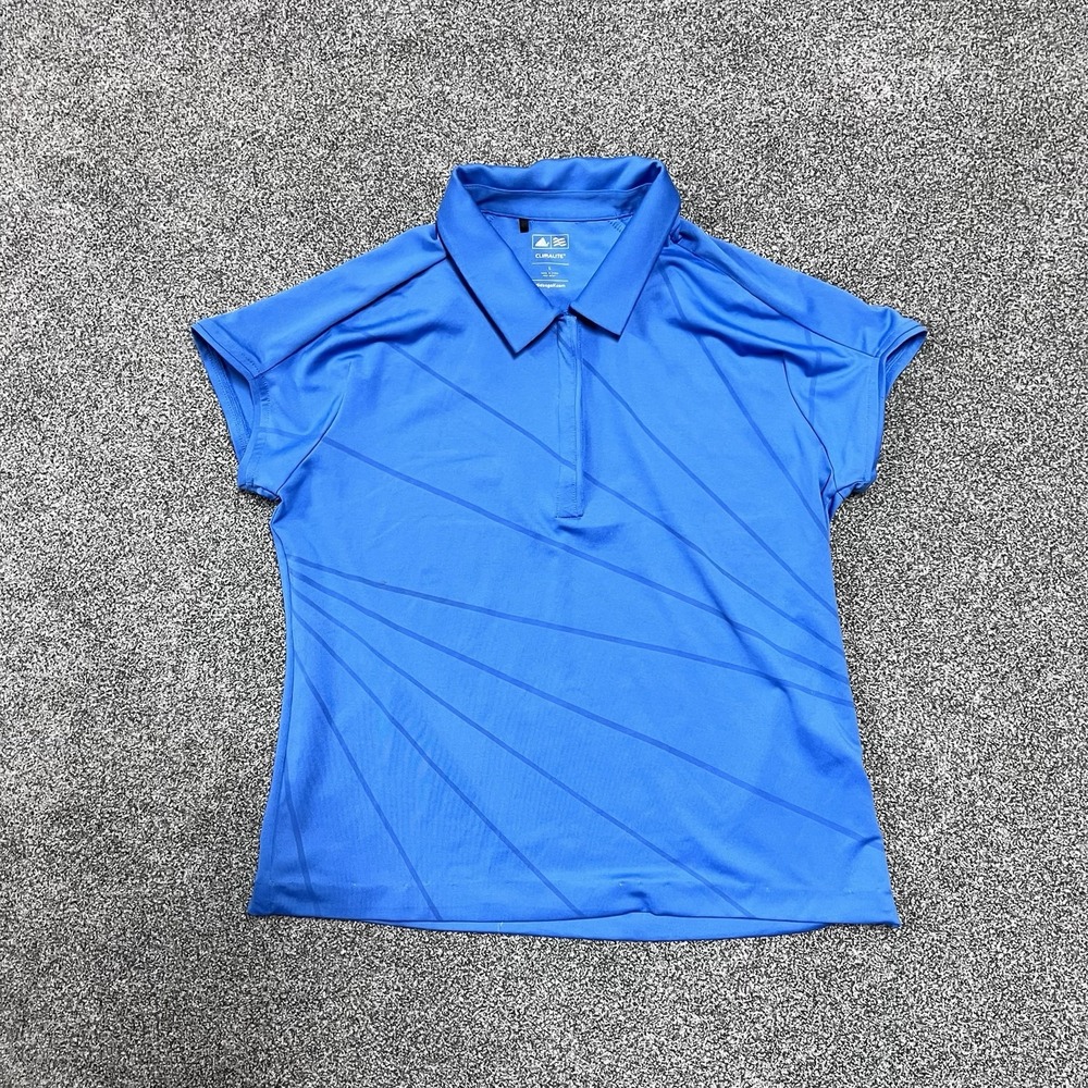 Adidas Golf Climalite Polo Shirt Womens Large Blue Performance Athletic